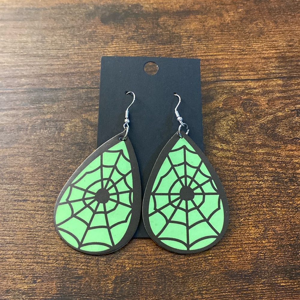 Spider Web Glow in the Dark Dangle Earrings